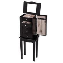 Load image into Gallery viewer, Black Wood 5-Drawer Jewelry Chest Storage Chest Cabinet with Mirror