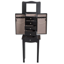 Load image into Gallery viewer, Black Wood 5-Drawer Jewelry Chest Storage Chest Cabinet with Mirror