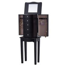 Load image into Gallery viewer, Black Wood 5-Drawer Jewelry Chest Storage Chest Cabinet with Mirror