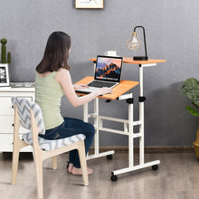 Load image into Gallery viewer, Mobile Adjustable Height Sit Standing Stand Up Desk in White Oak