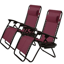 Load image into Gallery viewer, Set of 2 Burgundy Wine Red Folding Outdoor Zero Gravity Lounge Chair