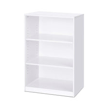 Load image into Gallery viewer, Modern 3-Shelf Bookcase in White Wood Finish