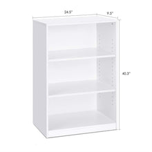 Load image into Gallery viewer, Modern 3-Shelf Bookcase in White Wood Finish