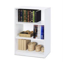 Load image into Gallery viewer, Modern 3-Shelf Bookcase in White Wood Finish