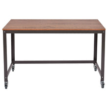 Load image into Gallery viewer, Industrial Modern Steel Frame Wood Top Computer Desk with Locking Wheels