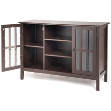 Load image into Gallery viewer, Brown Wood Sofa Tale Console Cabinet with Tempered Glass Panel Doors