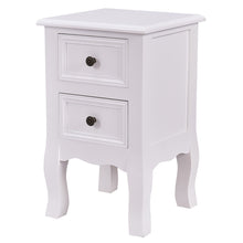 Load image into Gallery viewer, White Wooden 2-Drawer Accent End Table Nightstand