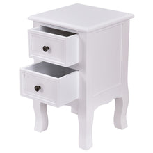 Load image into Gallery viewer, White Wooden 2-Drawer Accent End Table Nightstand