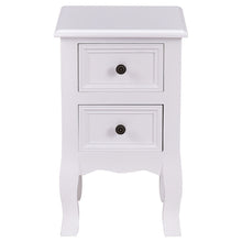 Load image into Gallery viewer, White Wooden 2-Drawer Accent End Table Nightstand