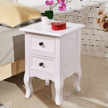 Load image into Gallery viewer, White Wooden 2-Drawer Accent End Table Nightstand