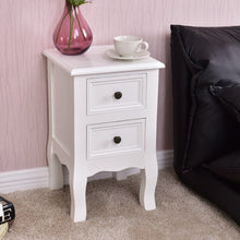 Load image into Gallery viewer, White Wooden 2-Drawer Accent End Table Nightstand