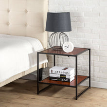 Load image into Gallery viewer, Modern Steel Frame End Table Nightstand in Brown