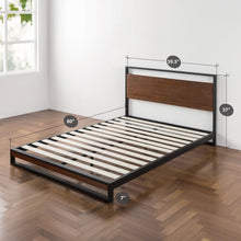 Load image into Gallery viewer, Queen size Metal Wood Platform Bed Frame with Headboard