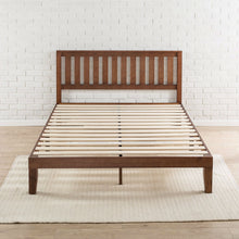 Load image into Gallery viewer, Queen size Mission Style Solid Wood Platform Bed Frame with Headboard in Espresso Finish