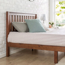 Load image into Gallery viewer, Queen size Mission Style Solid Wood Platform Bed Frame with Headboard in Espresso Finish