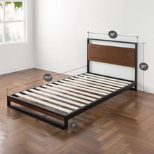 Load image into Gallery viewer, Twin size Metal Wood Platform Bed Frame with Headboard