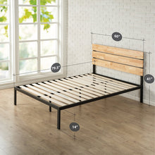 Load image into Gallery viewer, Queen size Modern Wood and Metal Platform bed Frame with Headboard