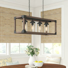 Load image into Gallery viewer, 4 Light Adjustable Dimmable Rectangle Chandelier with Wrought Iron Accents
