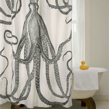 Load image into Gallery viewer, Black and White Octopus Shower Curtain 100-Percent Cotton 72 x 72-inch
