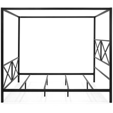 Load image into Gallery viewer, Queen size Modern Industrial Style Canopy Bed Frame in Black Metal Finish
