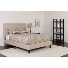 Load image into Gallery viewer, Full Beige Fabric Upholstered Platform Bed Frame with Tufted Headboard
