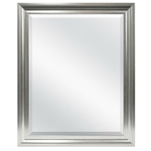 Load image into Gallery viewer, Rectangular Beveled Vanity Mirror with Satin Silver Finish Frame
