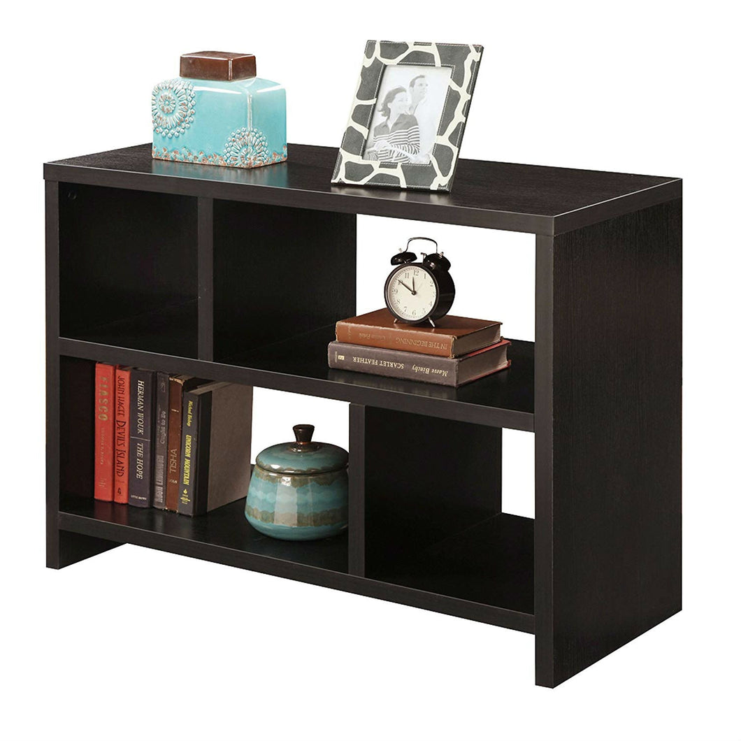 Modern 2-Shelf Bookcase Console Table in Espresso Wood Finish