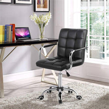 Load image into Gallery viewer, Modern Mid-Back Black Faux Leather Office Chair with Removable Arms
