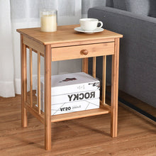 Load image into Gallery viewer, Classic Light Brown Wood 1-Drawer End Table Nightstand Side Table
