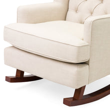 Load image into Gallery viewer, Beige Soft Tufted Upholstered Wingback Rocker Rocking Chair
