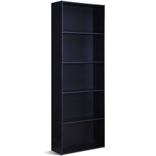 Load image into Gallery viewer, Modern 5-Shelf Bookcase Storage Shelves in Black Wood Finish
