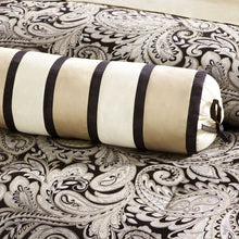 Load image into Gallery viewer, California King 12-Piece Reversible Paisley Cotton Comforter Set in Black Gold
