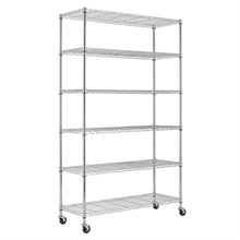 Load image into Gallery viewer, Heavy Duty 6-Shelf Metal Storage Rack Shelving Unit with Casters
