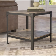 Load image into Gallery viewer, Set of 2 Modern Metal Frame End Table Nightstand in Driftwood Finish
