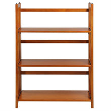 Load image into Gallery viewer, 3-Shelf Folding Storage Shelves Bookcase in Honey Oak Finish
