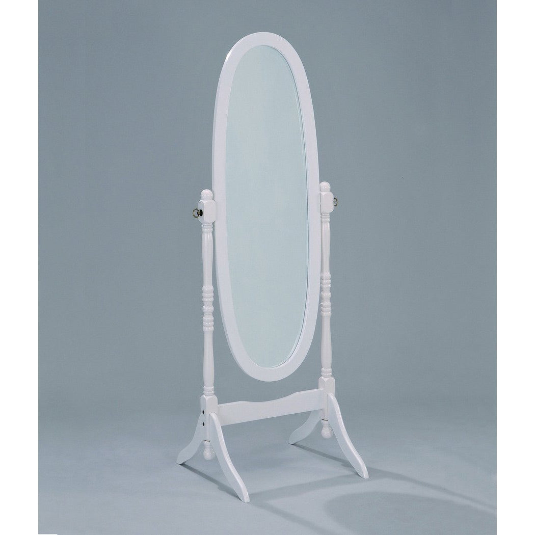 Oval Cheval Floor Mirror in White Finish