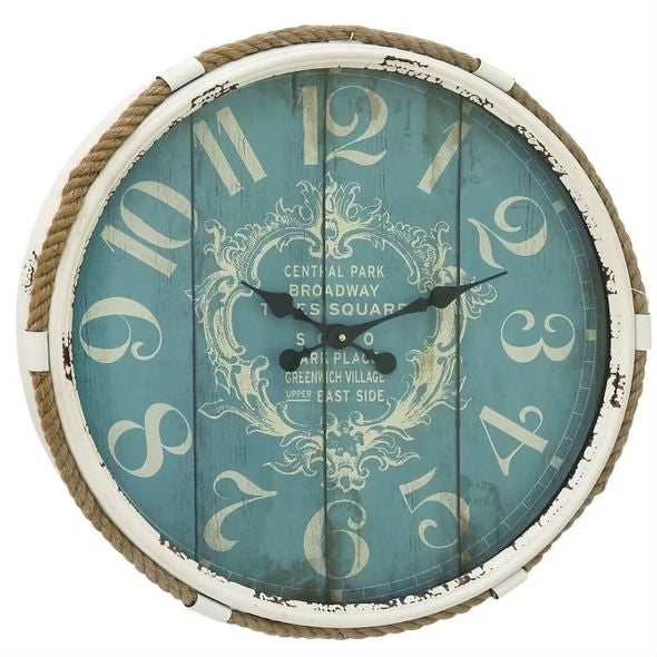 Vintage Style 25-inch Nautical Blue Wall Clock