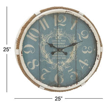 Load image into Gallery viewer, Vintage Style 25-inch Nautical Blue Wall Clock
