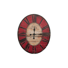 Load image into Gallery viewer, Red Oversized Distressed Paris Wood Wall Clock
