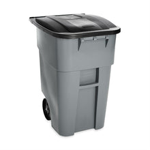 Load image into Gallery viewer, 50 Gallon Gray Commercial Heavy-Duty Rollout Trash Can Waste/Utility Container
