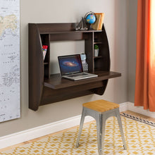 Load image into Gallery viewer, Wall Mount Space Saving Modern Laptop Computer Desk in Espresso
