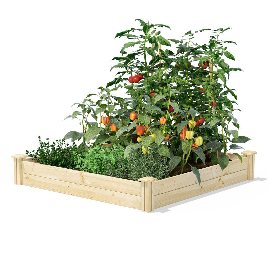 4 ft x 4 ft Pine Wood Raised Garden Bed - Made in USA