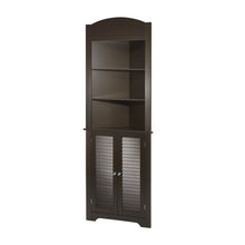 Load image into Gallery viewer, Espresso Bathroom Linen Tower Corner Towel Storage Cabinet with 3 Open Shelves
