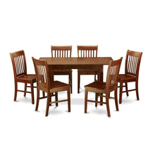 Load image into Gallery viewer, Mission Style 7-piece Dining Set in Mahogany Wood Finish
