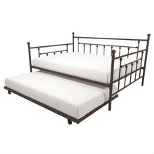 Load image into Gallery viewer, Full size Bronze Metal Daybed with Twin Roll-out Trundle Bed

