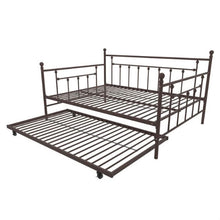 Load image into Gallery viewer, Full size Bronze Metal Daybed with Twin Roll-out Trundle Bed
