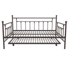 Load image into Gallery viewer, Full size Bronze Metal Daybed with Twin Roll-out Trundle Bed
