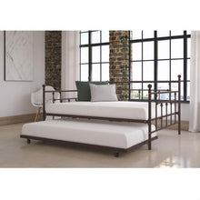 Load image into Gallery viewer, Full size Bronze Metal Daybed with Twin Roll-out Trundle Bed
