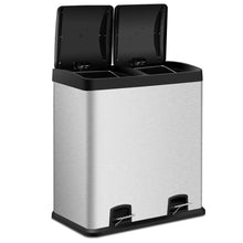 Load image into Gallery viewer, Large 16-Gallon Dual Compartment Kitchen Trash Can with Foot Pedal Open
