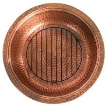 Load image into Gallery viewer, Hammered Copper Fire Pit with Wrought Iron Stand and Spark Screen

